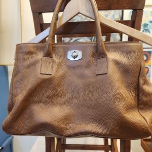 Furla Brown Leather Handbag with Silver Accent